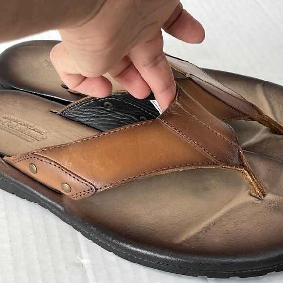 De La Rentis Handmade Leather Flip Flop Slip On Strap Sandals Mens 10 Vacation main image 6